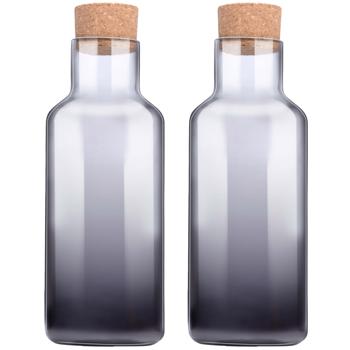 2er-Set Glasflasche mit Korkdeckel - 1,25 Liter Trinkflasche für Limonaden & Säfte - Robust, hygienisch, dicht, ohne Giftstoffe - Ideal für Haushalt & Camping