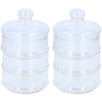 2er-Set Glasbehälter mit 3 Ebenen - Inklusive Deckel für Gebäck, Süssigkeiten & Pralinen - Ø 12cm, 23cm hoch - Hygienisch & stilvoll