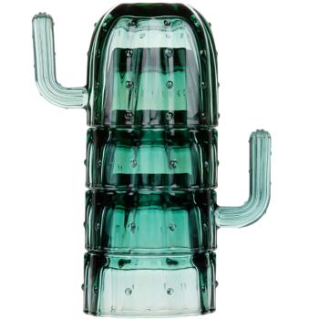 Originelle Kaktus-Henkelgläser, 4er Set, grün, 240 ml, stapelbar, kreative Trinkgläser für jede Gelegenheit - Blickfang auf jeder Party