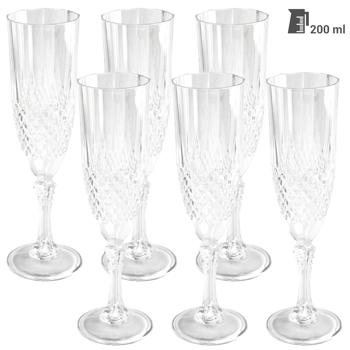 Preview: Champagnergläser aus Kunststoff mit Kristalleffekt – 6er-Set, bruchfest & stilvoll – für Partys, Garten, Camping & elegante Anlässe