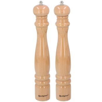 Preview: 2er-Set XL Salz- und Pfeffermühle 40 cm - Edles Buchenholz Design für Hobby- & Profiköche - Langlebiges Küchenzubehör & Dekoration