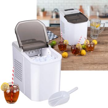 XL-Eiswürfelmaschine (15 kg/24h) mit Eisschaufel - Eiswürfelbereiter mit 2 Grössen & LED-Display, weiss-schwarz