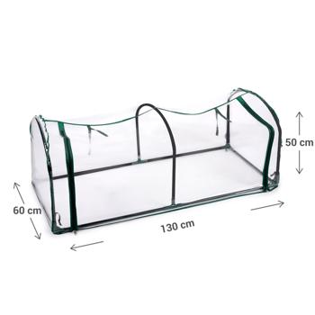 Preview: Folientunnel Gewächshaus - optimales Mikroklima für Pflanzen & Setzlinge - Schutz vor Schädlingen Wind Regen Ungeziefer - 130x50x60cm - Stahl- & PVC-Folie
