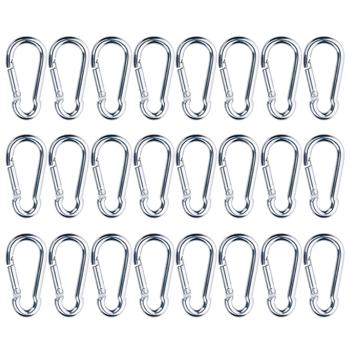 24x Karabinerhaken 5x2,5 cm - Mini-Karabinerhaken Metall Set bis 50kg belastbar - Vielseitig für Camping, Garten & Haushalt - Robust, einhändig bedienbar