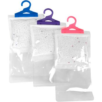 Kleiderschrank Feuchtigkeitsabsorber 3er-Set - Luftentfeuchter mit Duft (Rose, Lavendel, frische Wäsche) - Gegen Schimmel, Geruch - mit Bügel zum Aufhängen