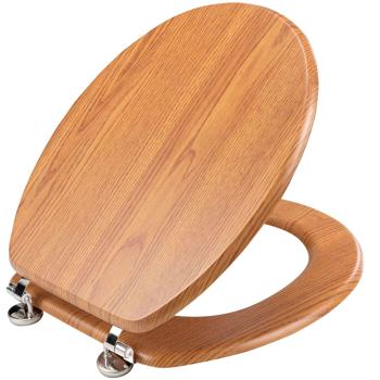 Toilettensitz, natur Holz-Design, 37,5 x 46 cm. Klassischer Toilettendeckel, pflegeleichte Oberfläche. Für eine angenehme Badatmosphäre