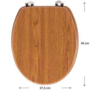 Preview: Toilettensitz, natur Holz-Design, 37,5 x 46 cm. Klassischer Toilettendeckel, pflegeleichte Oberfläche. Für eine angenehme Badatmosphäre