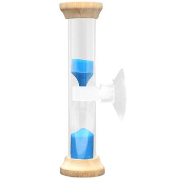 Sanduhr Dusche mit Saugnapf - Visuelle Zeitmessung & Wasser sparen - 5 Minuten Laufzeit, 2.5x9.2 cm - Holz/Kunststoff, einfach montierbar