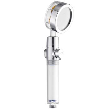 Preview: Duschbrause mit 3 Wasserfiltern – Filtert Kalk Chlor Mineralien für klares Wasser & Hautschutz – Wassersparfunktion – 25,5 x Ø 8 cm Kunststoff