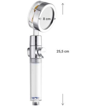 Preview: Duschbrause mit Wasserfilter - Kristallklares Wasser für empfindliche Haut - Filtert Kalk Chlor Mineralien - Wassersparfunktion - 25.5xØ8cm Kunststoff