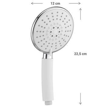 Preview: Duschbrause mit 5 Wasserstrahlmodi - Wassersparfunktion (bis 40% weniger Wasserverbrauch) - Massagefunktion, Antikalk, einfache Montage, Ø 12 cm