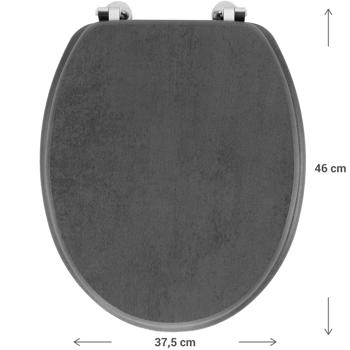 Preview: Toilettendeckel Alu Optik - zeitlose Eleganz für Bad & Gäste-WC - hygienisch, robuste Metallscharniere, universelle Grösse 37,5 x 46 cm