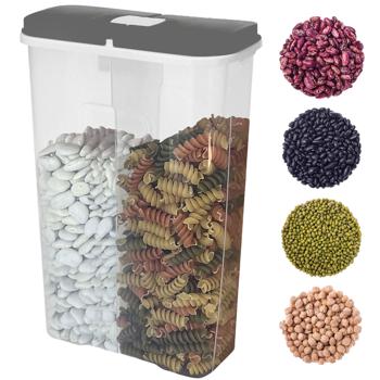 Vorratsdose XL 3550ml mit 2 Fächern & Deckeln - Hygienische Lebensmittelaufbewahrung - Für Müsli, Mehl, Zucker, Reis - Schützt vor Motten, Staub