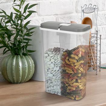 Preview: Vorratsdose XL 3550ml mit 2 Fächern & Deckeln - Hygienische Lebensmittelaufbewahrung - Für Müsli, Mehl, Zucker, Reis - Schützt vor Motten, Staub