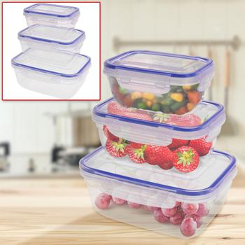 Frischhaltedosen 3er-Set - Vorratsdosen für Kühlschrank, Arbeit & Schule - 400/800/1400 ml transparent - Spülmaschinenfest & Silikondichtung