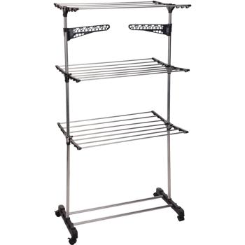 Wäscheständer Turm-Trockner: 3-Ebenen-Design für maximalen Platz – Mobil & flexibel durch Rollen, mit Sockenhaltern