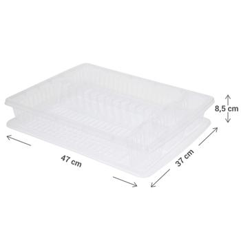 Preview: Geschirr-Abtropfkorb, transparent-weiss, 47 x 37 x 8,5 cm