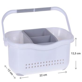 Preview: Aufbewahrungskorb für Spüle - Ideal für Putzmittel, Müllsäcke & Spülmaschinentabs - Robuster Kunststoff mit Henkel - 22x12x12.5 cm
