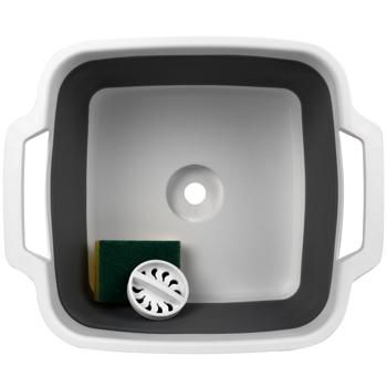 Preview: Faltbares Geschirrspül-Set - Hygienische Abwaschschüssel mit 9L Ablauf & Griffen - Inkl. Schwämme, Tücher, Spülbürste - Ideal für Camping & Küche