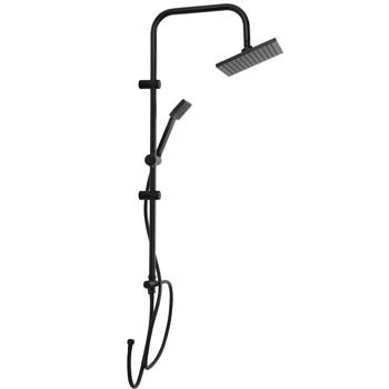 Preview: Design Regendusche (Edelstahl, mattschwarz) mit 2 Brauseköpfen – Exklusives Dusch-Set für anspruchsvolle Bad-Gestaltungen