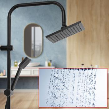 Design Regendusche (Edelstahl, mattschwarz) mit 2 Brauseköpfen – Exklusives Dusch-Set für anspruchsvolle Bad-Gestaltungen