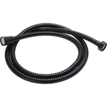 Preview: Brausekopf mit Halterung & Schlauch - Matt-schwarz, 3 Duschfunktionen, All-Black-Trend - Duschkopf Ø 110 mm - Set für modernes Bad