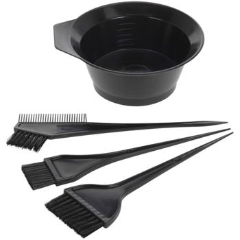 Haarfärbe-Set, 4-tlg., schwarz, mit Färbepinseln und Schälchen