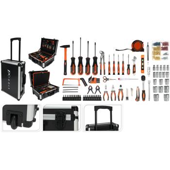 Preview: Robuster Werkzeugkoffer Trolley mit 88-teiligem Handwerkzeug-Set – Fahrbar & umfangreich ausgestattet – Professionelle Werkzeugausstattung für Unterwegs