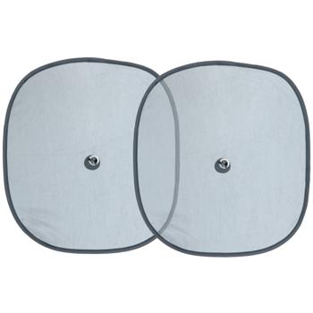 Preview: Sonnenschutz 2er-Set für Autofenster - idealer Schatten Rückbank an warmen Tagen - stabile Saugnapf-Befestigung - 44x38 cm - Schwarz