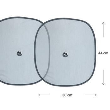 Preview: Sonnenschutz 2er-Set für Autofenster - idealer Schatten Rückbank an warmen Tagen - stabile Saugnapf-Befestigung - 44x38 cm - Schwarz