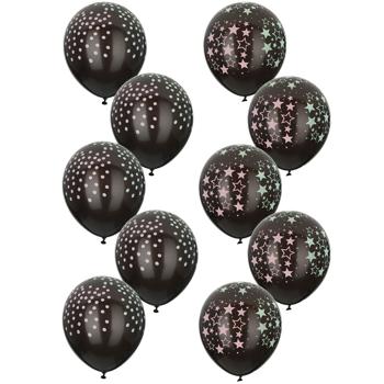 Neonballons 10 Stk. - Leuchten im Dunkeln mit Sternen/Punkten - Witziges Party-Highlight - Ideal für Geburtstag, Feste, Events - Kunststoff/Latex