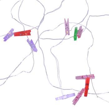 Preview: Bilder-Girlande mit 16 LED-Clips - Persönliche Wohnungsdeko für Fotos & Postkarten - 300 cm Länge - Für Eingangsbereich, Wohnzimmer, Küche & Schlafzimmer