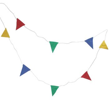 Flaggengirlande LED-Lichter - 10 bunte Flaggen 5m - Partydeko Innen & Aussen spritzwassergeschützt IPX4 - Warmweisses Licht für Gartenfest Geburtstag