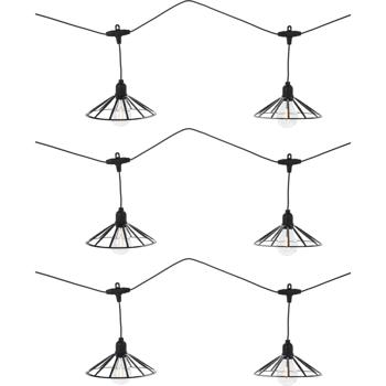 Preview: Dekorative LED-Glühbirnen-Lichterkette: 6 LEDs, schwarz, für Innen- und Aussenbereich, IP44 - ideal für Gartenpartys & Feste