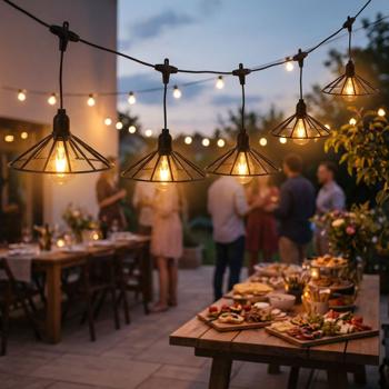 Preview: Dekorative LED-Glühbirnen-Lichterkette: 6 LEDs, schwarz, für Innen- und Aussenbereich, IP44 - ideal für Gartenpartys & Feste