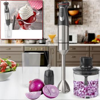 Leistungsstarker Stabmixer 800W – mit Schneebesen, Zerkleinerer & Behälter – aus Edelstahl, vielseitig einsetzbar & ideal für Smoothies, Suppen & Saucen