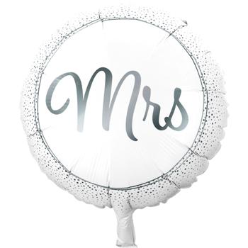 Preview: Romantische Mr & Mrs Luftballons, 2 Stück, silber/weiss, Ø 46 cm, Perfekte Hochzeitsdekoration für unvergessliche Momente für Brautpaar & Gäste
