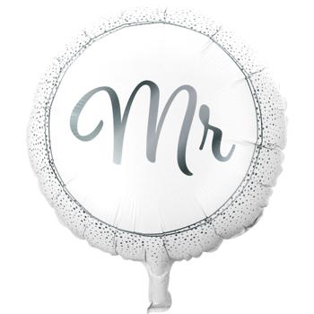 Preview: Romantische Mr & Mrs Luftballons, 2 Stück, silber/weiss, Ø 46 cm, Perfekte Hochzeitsdekoration für unvergessliche Momente für Brautpaar & Gäste