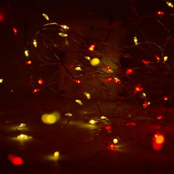 Preview: 2er-Set Silberdraht-Lichterkette, 160 LEDs, IP44, batteriebetrieben, bunt, L 795 cm