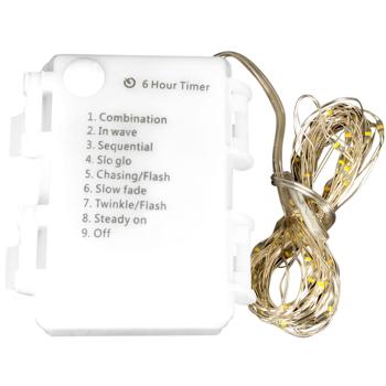 Preview: Silberdraht-Lichterkette - 160 bunte LEDs für Innen- & Aussenbereiche - IP44 - 795 cm - 8 Leuchtmodi - Timerfunktion - Batteriebetrieben