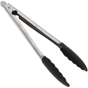 Preview: Praktische Koch- & Grillzange (32 cm) aus Edelstahl mit Silikonkopf: Sicherer Halt & kein Zerkratzen, leicht zu reinigen & perfekt für jede Grillart