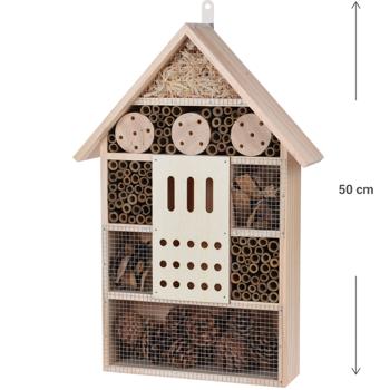 Preview: Insektenhotel, 51 x 35 x 10 cm, Nistkasten aus Naturhölzern und Zapfen für Bienen, Schmetterlinge, Käfer und andere Helfer im Garten