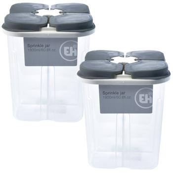 2er-Set Vorratsdose 1800ml - 4 Fächer & individuelle Deckel - Hygienisch, mottenfrei, für Müsli, Mehl, Zucker, Reis - Weiss/Grau - Ø 13x16cm