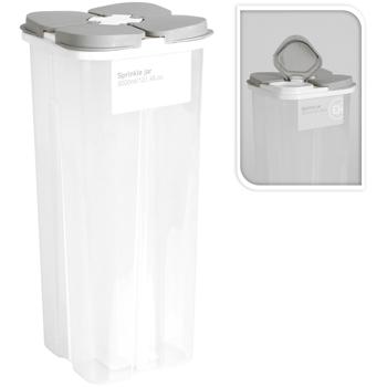 Preview: 2er-Set Vorratsdose 3000 ml - 4 Fächer & individuelle Deckel - Hygienisch, mottenfrei für Müsli, Mehl, Zucker, Reis - Weiss/Grau 13x13x28 cm