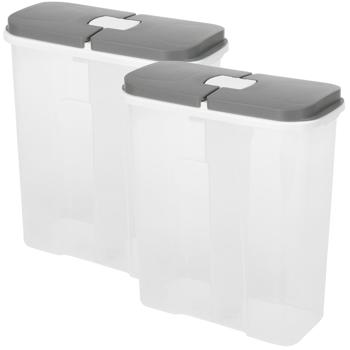 2er-Set Vorratsdose 2850ml - 2 Fächer & individuelle Deckel - Hygienische Aufbewahrung für Müsli, Mehl, Zucker, Reis - Weiss Grau Kunststoff
