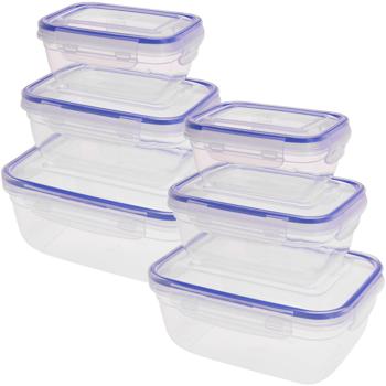 Preview: Frischhaltedosen 6er-Set aus transparentem Kunststoff - spülmaschinenfest & luftdicht - ideal für Kühlschrank, Arbeit & Vorratsschrank - 2x 400/800/1400 ml