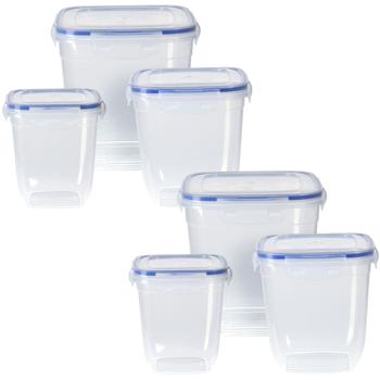 Vorratsdosen 6er-Set transparent - Hygienische Lebensmittelaufbewahrung Müsli Mehl Zucker Reis - Spülmaschinenfest - 2x 1100/1950/3250ml