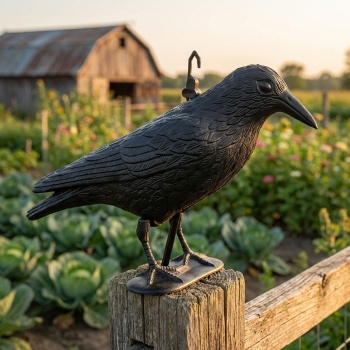 Wetterfester Rabe in schwarz zur Vogelabwehr – 35 x 19 x 13 cm – Schutz vor Tauben & Spatzen, u.v.m.–langlebig & effektiv für Garten, Balkon & Dach