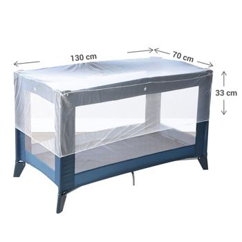 Preview: Moskitonetz für Babybett - Flexibler Insektenschutz für Kinderwagen, Babyschale & Bett - 130x70x33 cm, faltbar, weiss - Stichfreie Spaziergänge