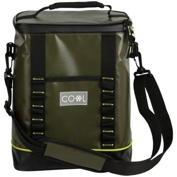 Isolierte Kühltasche, 12 Liter, mit Schultergurt, aus wasserdichtem Vinyl – olivgrün, für langanhaltende Kühlung unterwegs